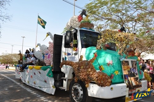 Os carros alegóricos foram um dos atrativos do desfile