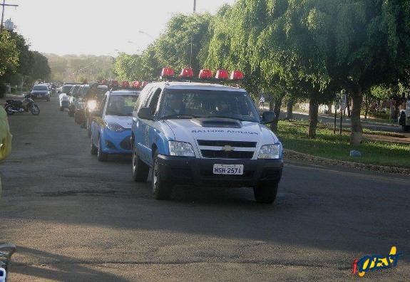 Chegada do reforço policial em São Gabriel na última sexta-feira 03