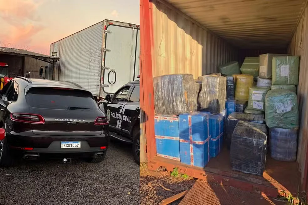 Veículo de luxo e mercadorias foram apreendidos em Campo Grande.