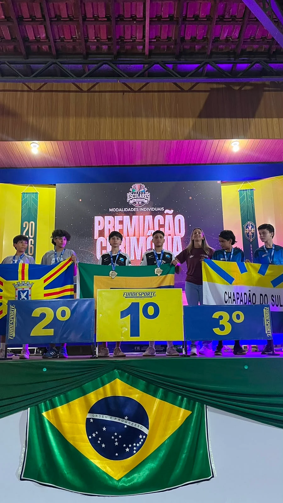 Primeiro lugar no Badminton, com a dupla Guilherme Delmondes e Ronan Vinícius.