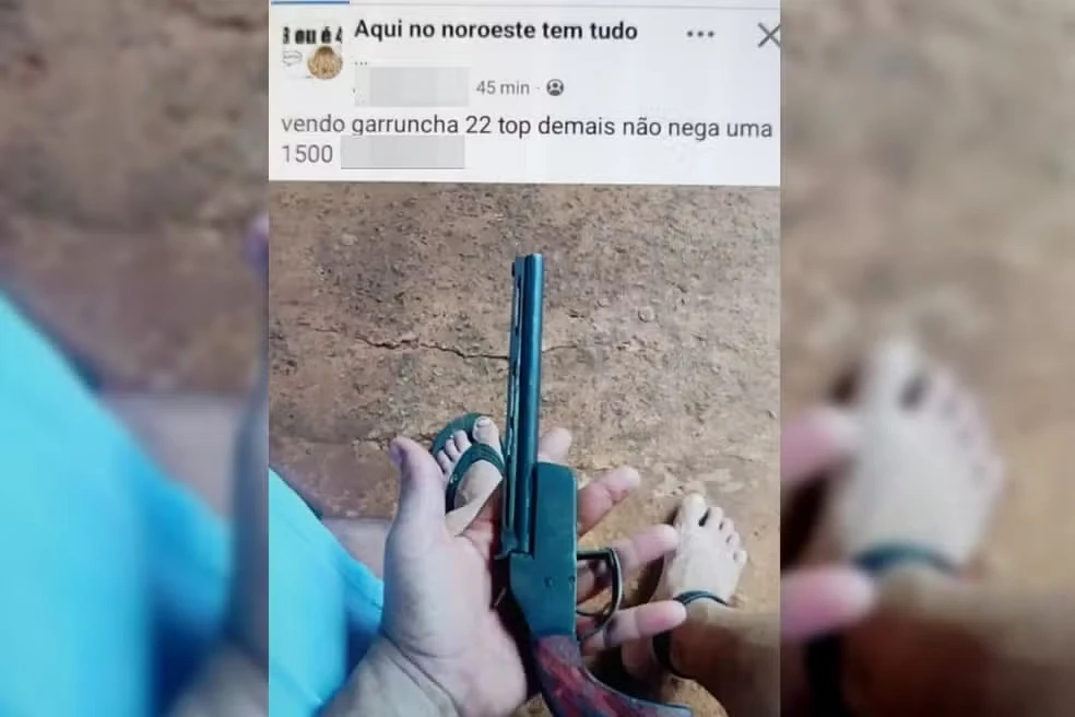 Homem fez postagem nas redes sociais para vender arma.