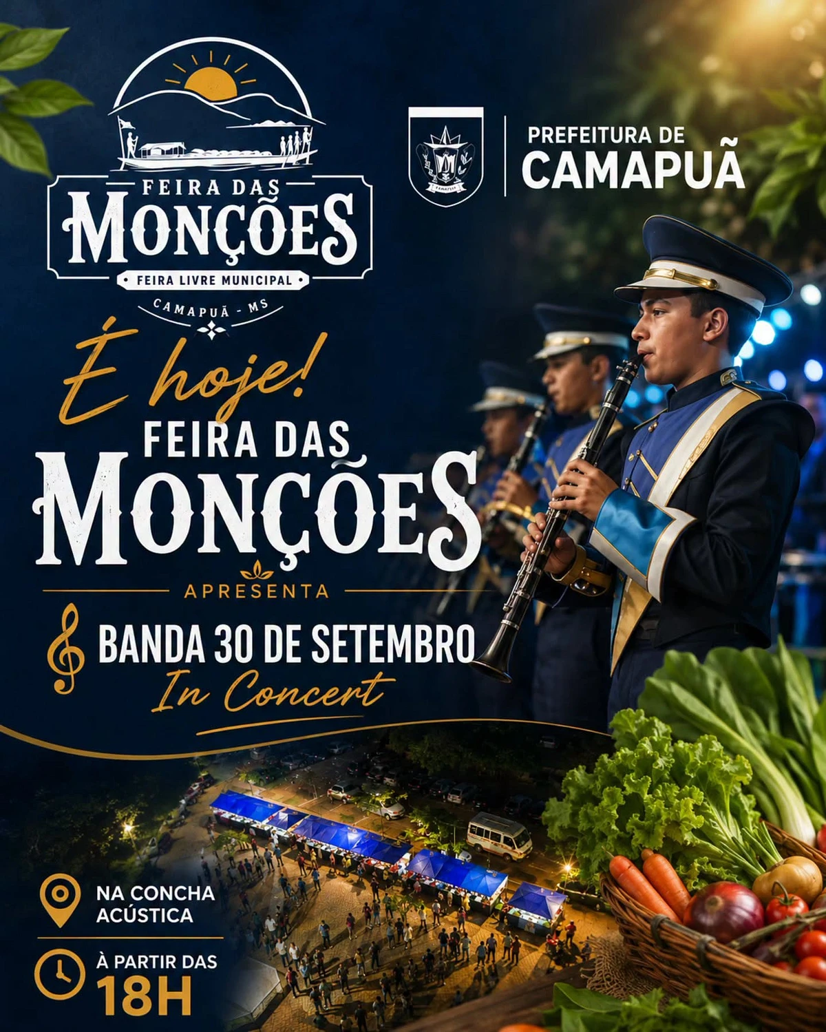 Feira das Monções recebe apresentação da Banda Municipal 30 de Setembro nesta sexta-feira em Camapuã