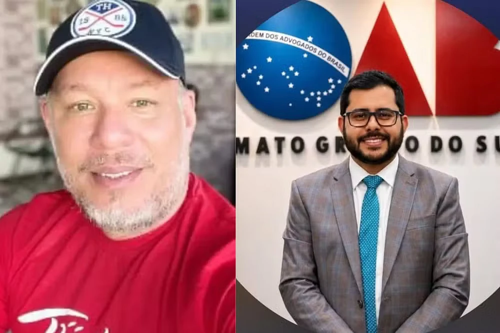 Da esquerda para direita, Ed Carlo e o advogado Gabriel Taquino.