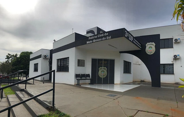 Fachada da 3ª Delegacia de Polícia de Campo Grande, no Bairro Carandá Bosque.